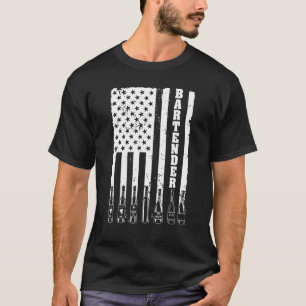 Camiseta Barman Para Homens Bandeira Americana Patriótica B