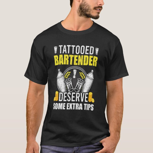 Camiseta Barman Tatuado Barman Bartending 1 (Frente)
