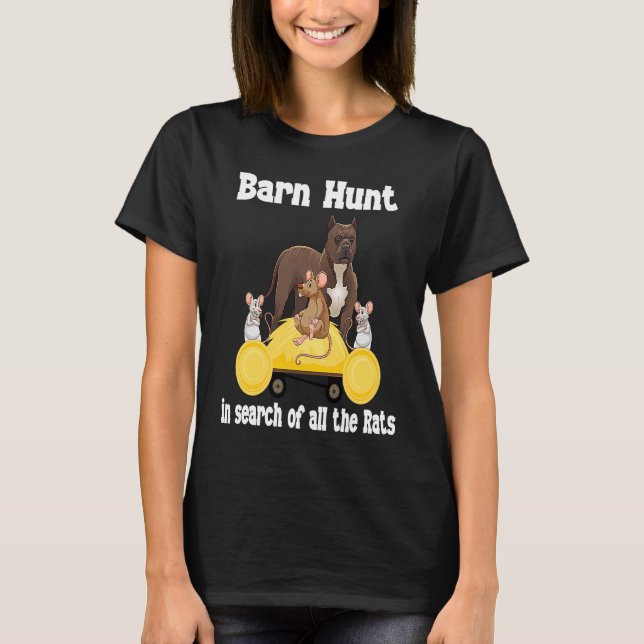 Camiseta Barn Hunt em busca de ratos com o Funcionarios Bul (Frente)
