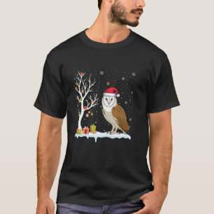 Camiseta Barn Owl Santa Hat Festivo Árvore Festiva Natal Cl