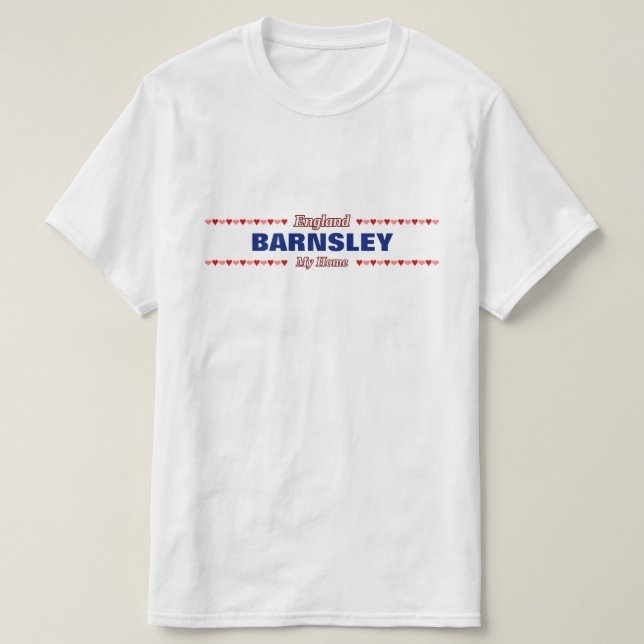 Camiseta BARNSLEY - minha casa - Inglaterra; Corações (Frente do Design)