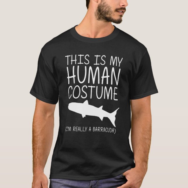 Camiseta Barracuda Easy Halloween Costume Humano Peixe Mari (Frente)