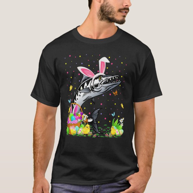 Camiseta Barracuda Fish Easter Caça De Ovos Bunny Barracuda (Frente)