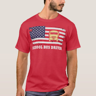 Camiseta Barramento de Barramento de Escola Driver US flag 