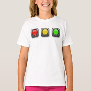 Camiseta Barramento de Menina de Carro-Lâmpada de Trânsito
