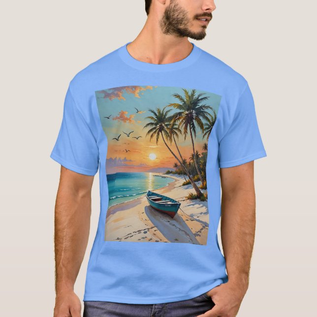 Camiseta Barramento Tropical Sunset Beach Vibes Tee (Frente)