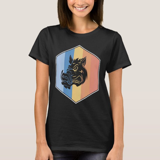 Camiseta Barras Com Cores Retroativas Num Hexágono (Frente)