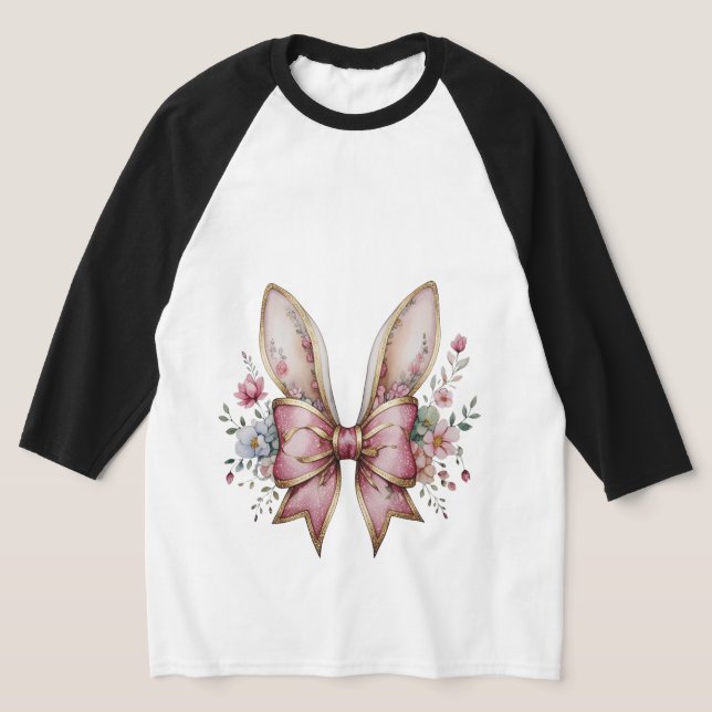 Camiseta Barras de Coelhinho Floral com Arco Rosa - Chinois (Postura )