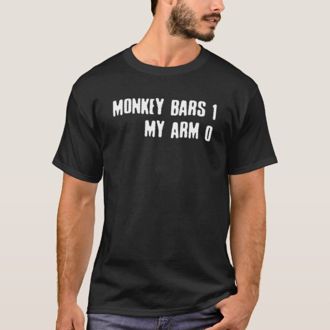 Camiseta Barras de Macaco 1 Meu Braço 0 Braço Quebrado Pern (Frente)