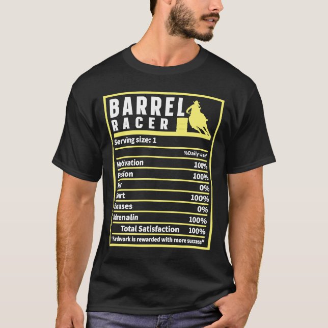 Camiseta Barrel Racer Nutrition Facts Rodeo Cowgirl Barrel (Frente)