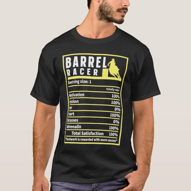 Camiseta Barrel Racer Nutrition Facts Rodeo Cowgirl Barrel  (Frente)