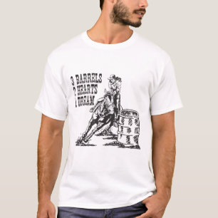 Camiseta Barrel Racing 3 Barrels 2 Corações 1 Sonho