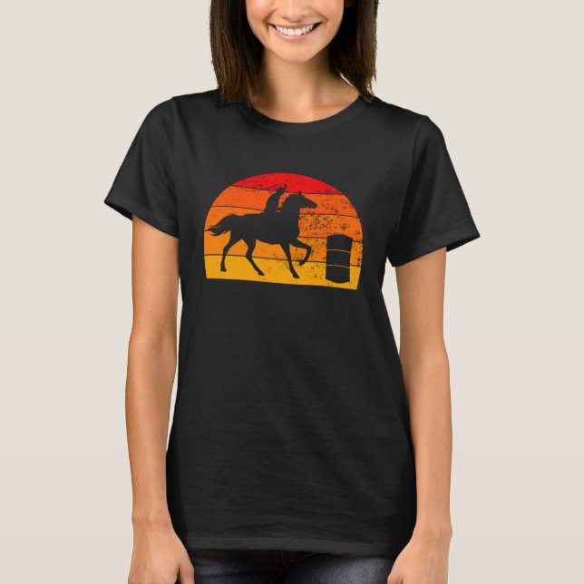 Camiseta Barrel Racing Barrel Racer Horse Riding Rodeo Cowg (Frente)