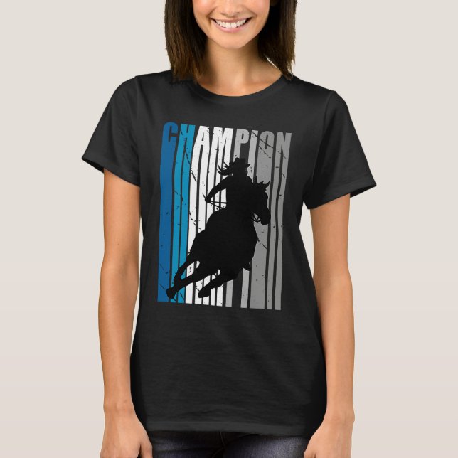 Camiseta Barrel Racing Champion Horse Riding Teal Cowgirl W (Frente)