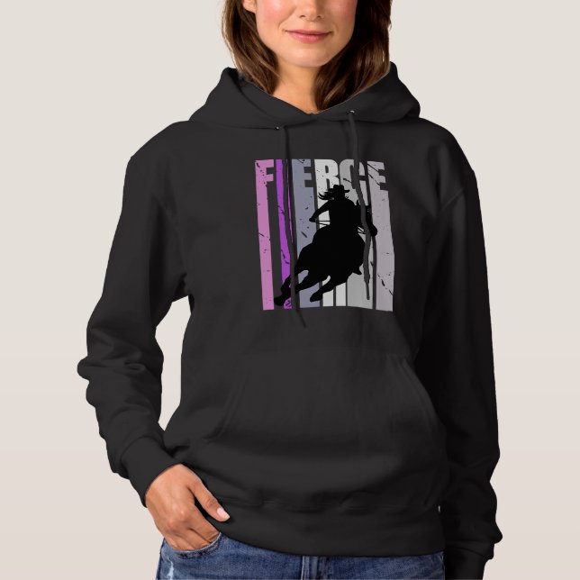 Camiseta Barrel Racing Fierce Cowgirl Hat Western Girls Sou (Frente)