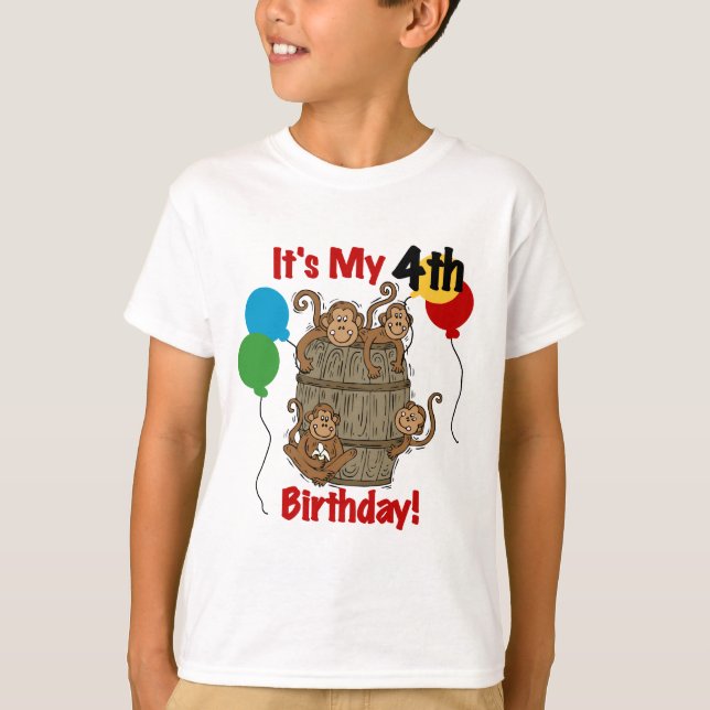 Camiseta barril de macacos 4º aniversário (Frente)