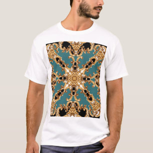Camiseta Barroco ouro, design de ornamento luxuoso.