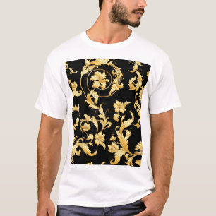 Camiseta Barroco Rococo, Padrão Floral Vitoriano.