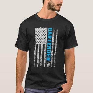 Camiseta Bartender American Flag 4 de julho Vintage Funny