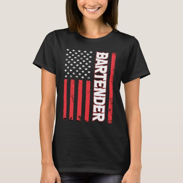Camiseta Bartender American Flag Bartending (Frente)