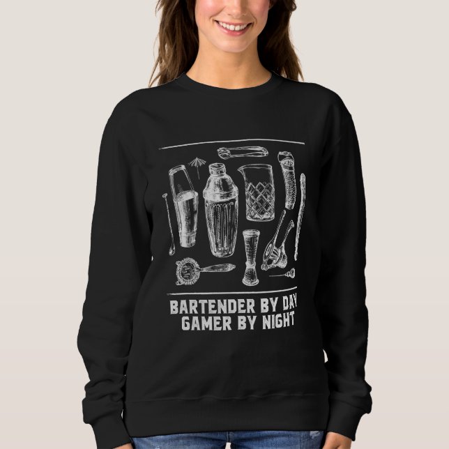 Camiseta Bartender by Day Gamer by Night Bartending Humor (Frente)