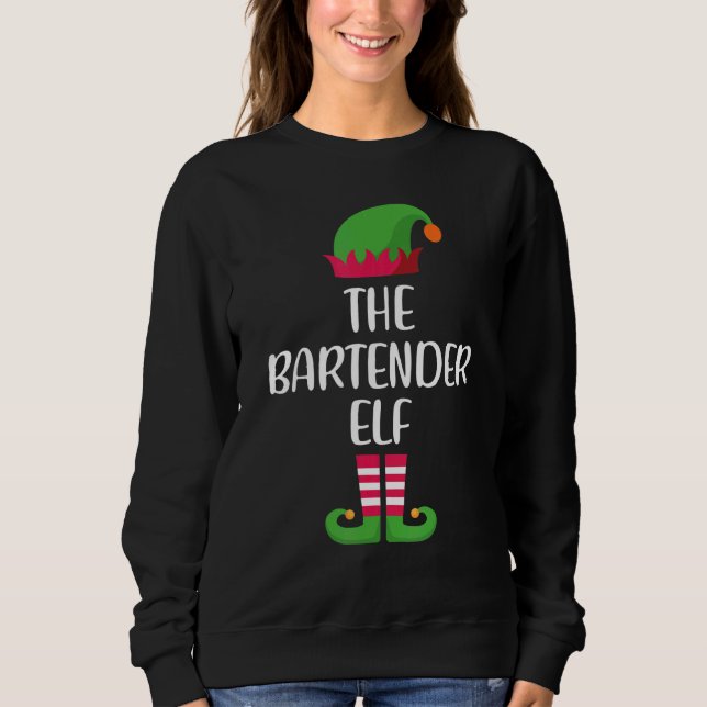 Camiseta Bartender Elf Family Matching Group Christmas Paja (Frente)