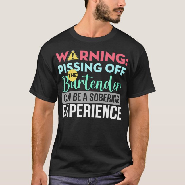 Camiseta Bartender Engraçado Alerta Sarcástico Piscando Do (Frente)