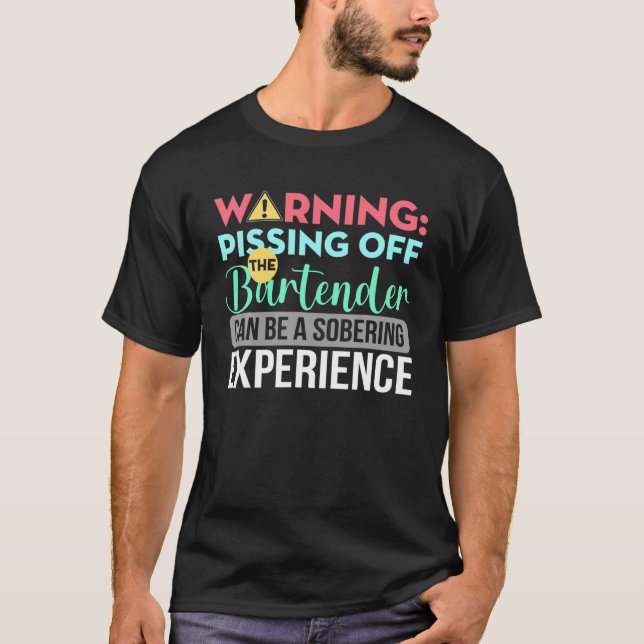 Camiseta Bartender Engraçado Alerta Sarcástico Piscando Do (Frente)