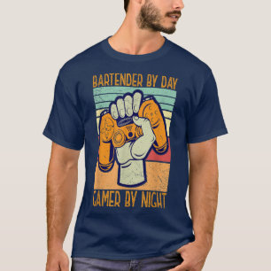 Camiseta Bartender Por Jogador De Dia Por Vintagem Noturna