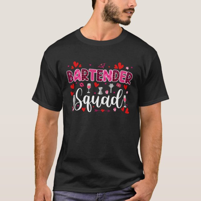 Camiseta Bartender Squad Cute Tools Hearts Costume Valentin (Frente)