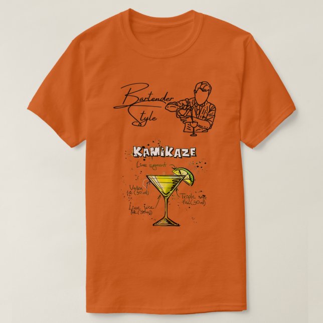 Camiseta Bartender Style Kamikaze (Frente do Design)