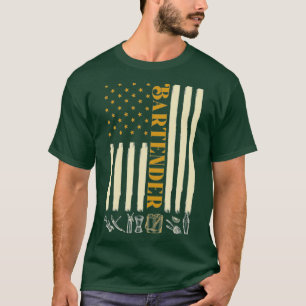 Camiseta Bartending Bartender American Flag