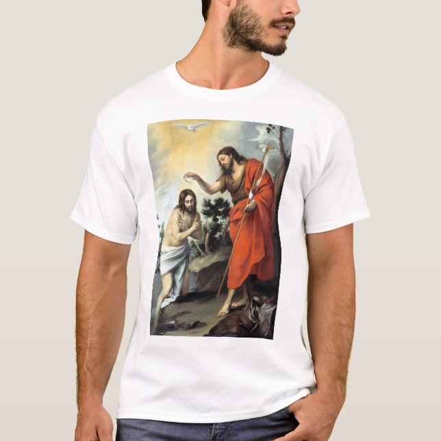 Camiseta Bartolomé Esteban Murillo o baptismo do cristo (Frente)