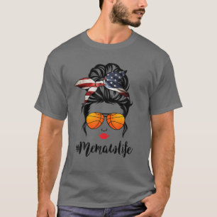 Camiseta Basball Memaw Life Messaging Bun American Flag Ban