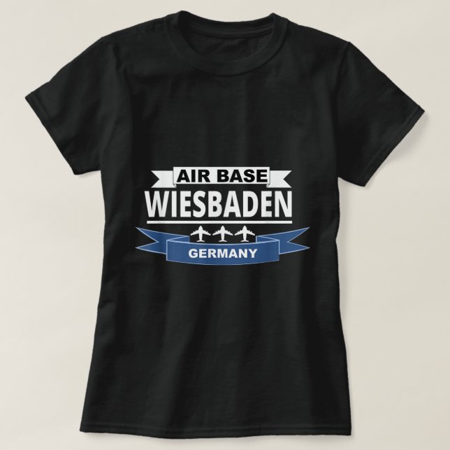 Camiseta Base Aérea Wiesbaden Alemanha Força Aérea dos EUA (Frente do Design)