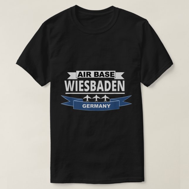 Camiseta Base Aérea Wiesbaden Alemanha Força Aérea dos EUA (Frente do Design)