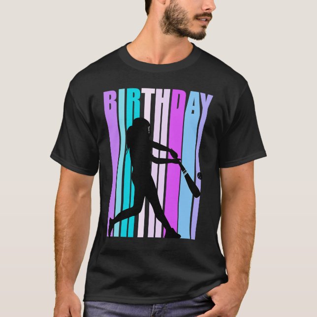Camiseta Base Colorida de Beisebol Rosa Pastel (Frente)