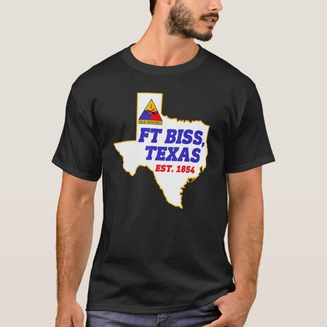 Camiseta Base Militar Fort Bliss Tx   1ª Divisão Blindada (Frente)