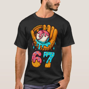 Camiseta Baseball 67 Sorvete Gotejamento 67 Seis Sete Meme 