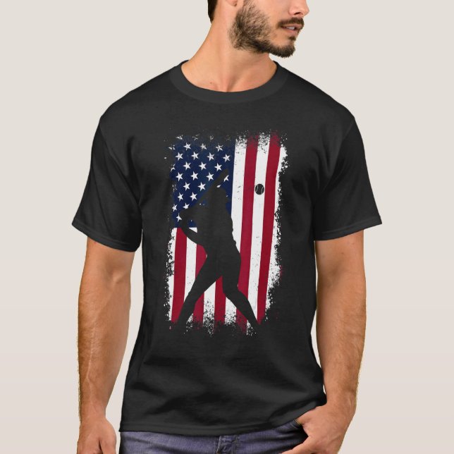 Camiseta Baseball American Flag   Baseball Fans   Men Vinta (Frente)