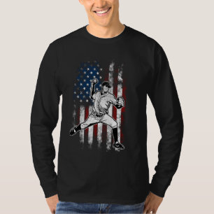 Camiseta Baseball American Flag Pitcher USA Pitcher 4º De