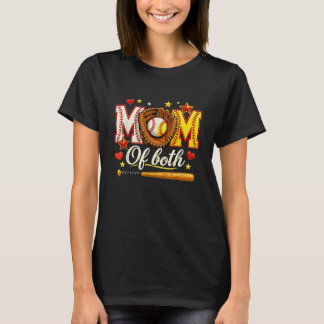 Camiseta Baseball and Softball Mom of Both Heart Stars Tee
