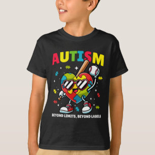 Camiseta Baseball Autismo Consciência Colorida Coração de Q