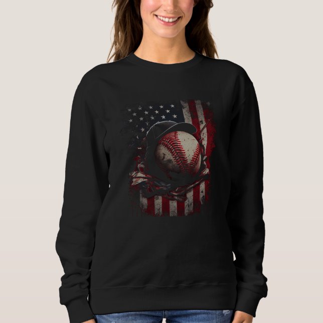Camiseta Baseball Ball Hat US Flag Graphic Tees Men Women B (Frente)