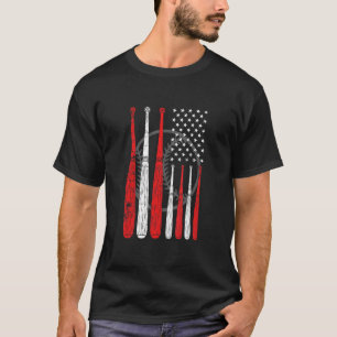 Camiseta Baseball Bat US Flag Pitcher Prende Jogada de Base