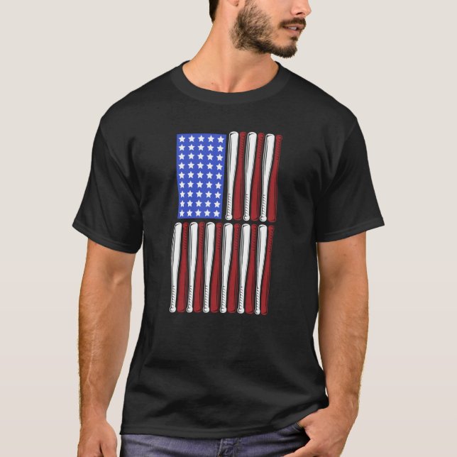 Camiseta Baseball Bata USA Patriotic American Flag Player C (Frente)