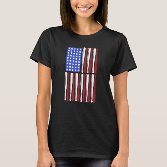 Camiseta Baseball Bata USA Patriotic American Flag Player C (Frente)