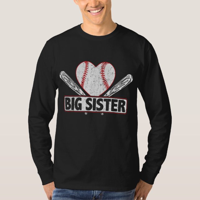 Camiseta Baseball Big Sister Combinação Familiar Basebol So (Frente)