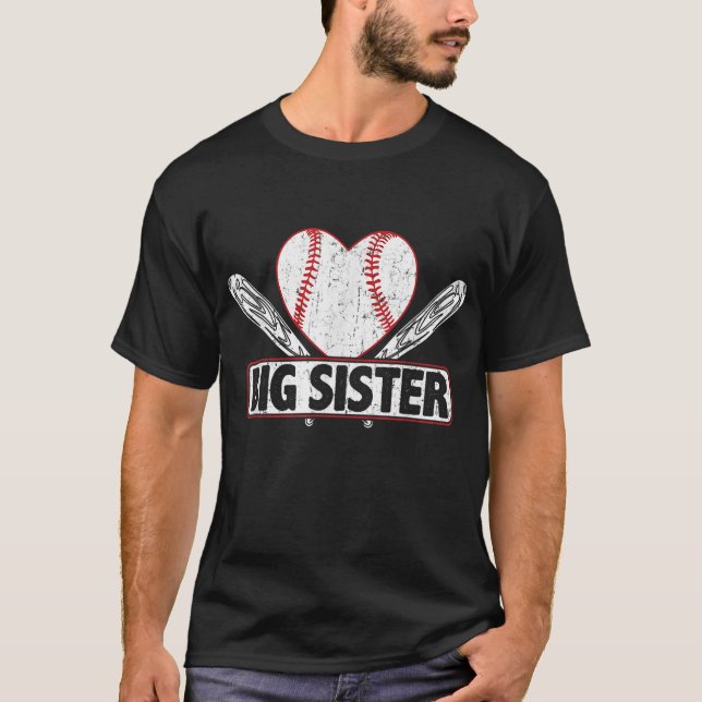 Camiseta Baseball Big Sister Combinação Familiar Basebol So (Frente)