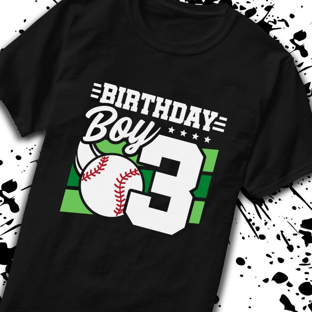 Camiseta Baseball Birthday, aniversário de 3 anos (Criador carregado)